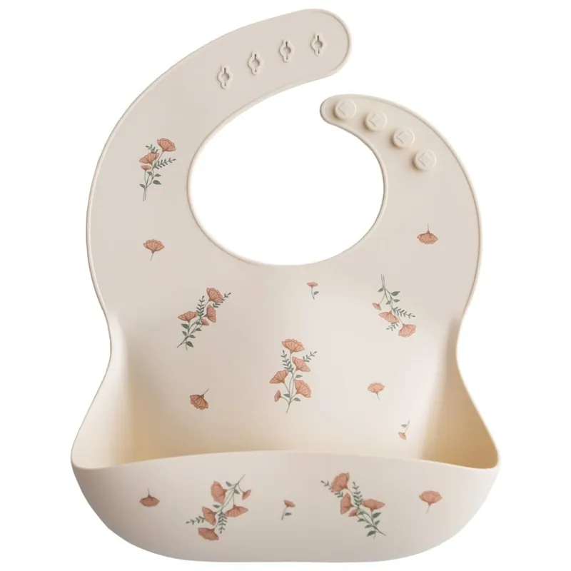 Mushie Silikonhaklapp Rosa blommor Beställ idag