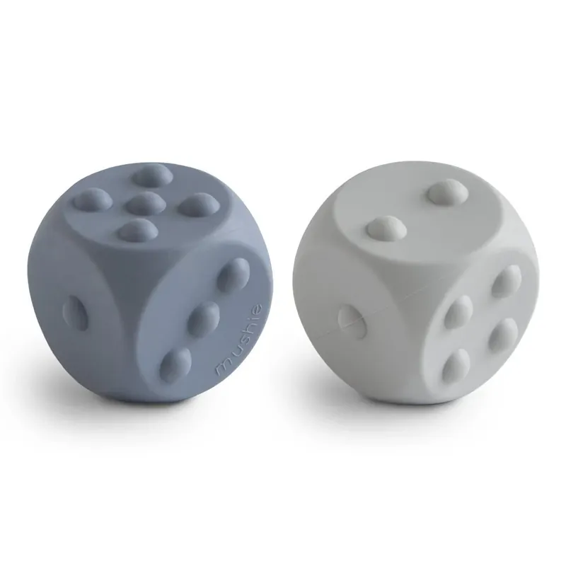 Premium Mushie sensorisk leksak Press Toy Cube 2-pack Tradewinds/Stone