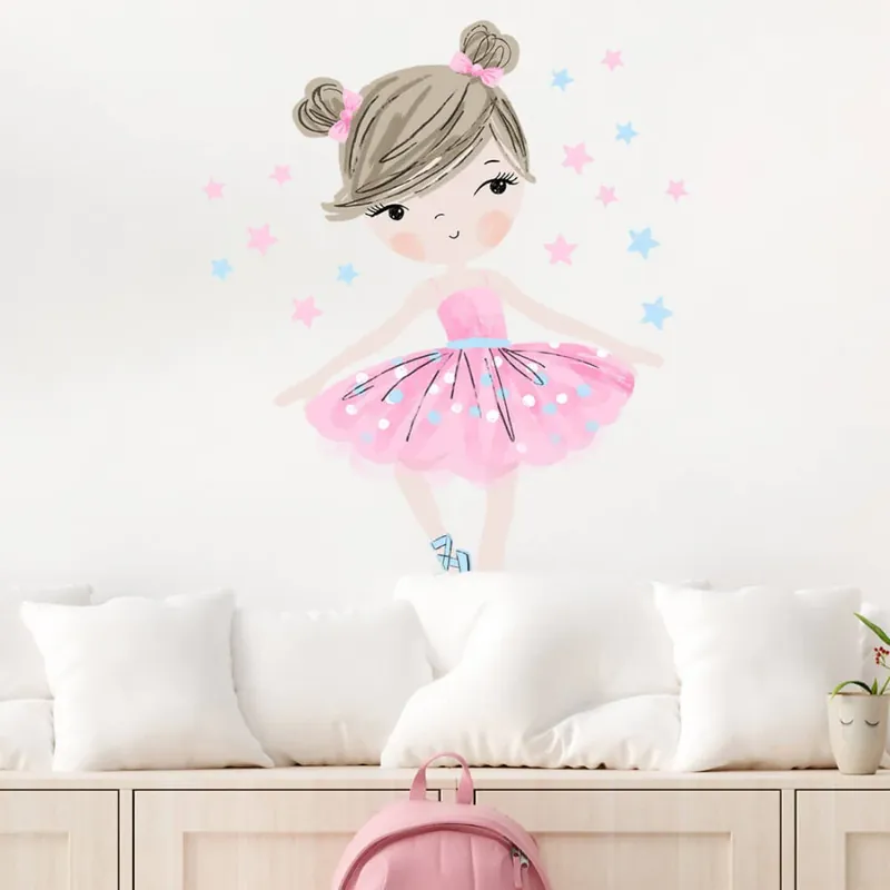 PASTELOVELOVE väggdekaler för barn ballerina rosa I lager