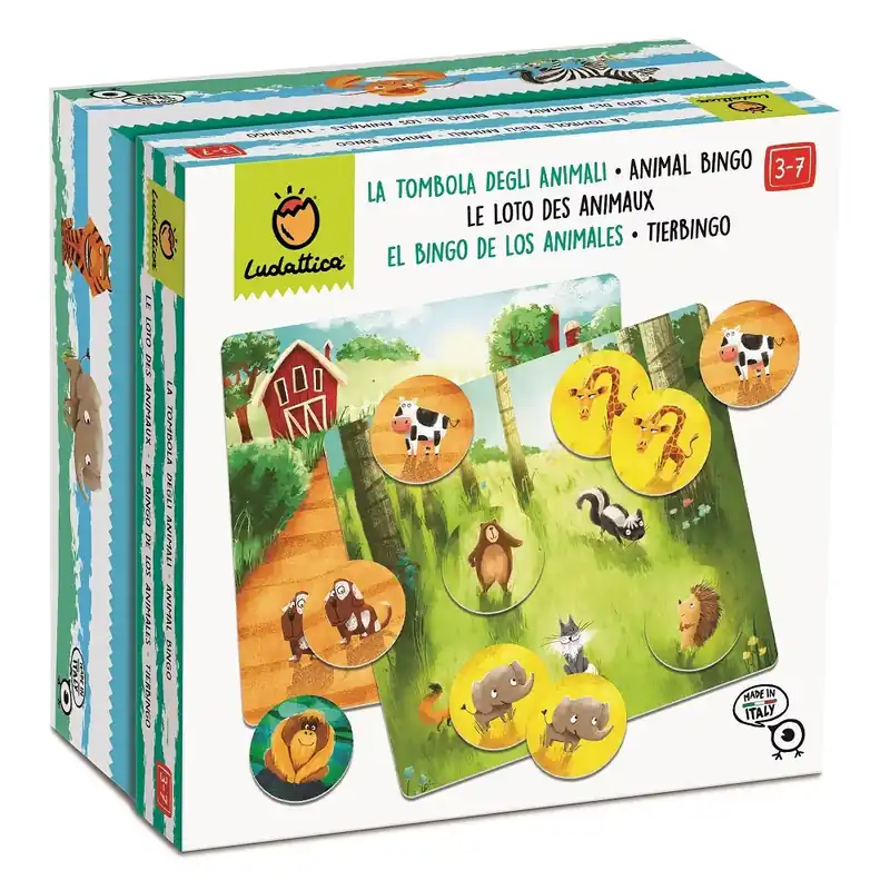 Erbjudandepris Ludattica 2-i-1-spel för barn djur-bingo/tombola och memospel