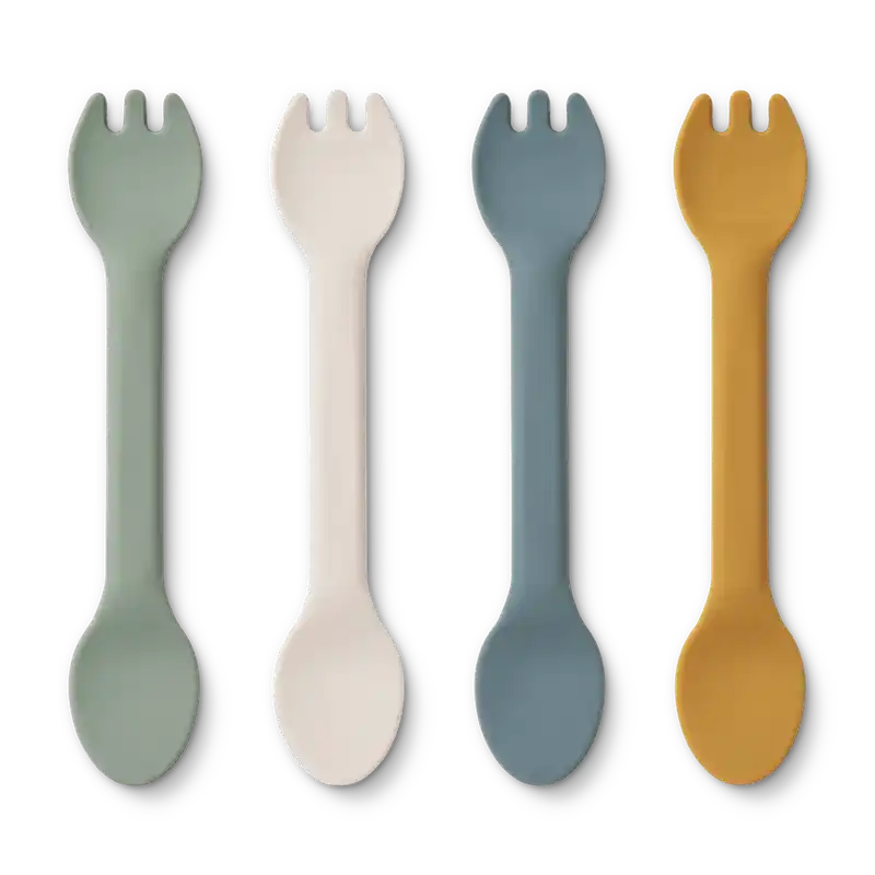 Säker betalning Liewood silikonbestick - sked/gaffel 2in1 4pak Faune green multi mix