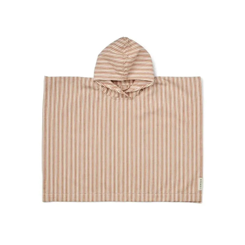 Liewood Barnbadponcho med ränder Tuscany rose Creme de la creme 3-4 år Begränsat antal