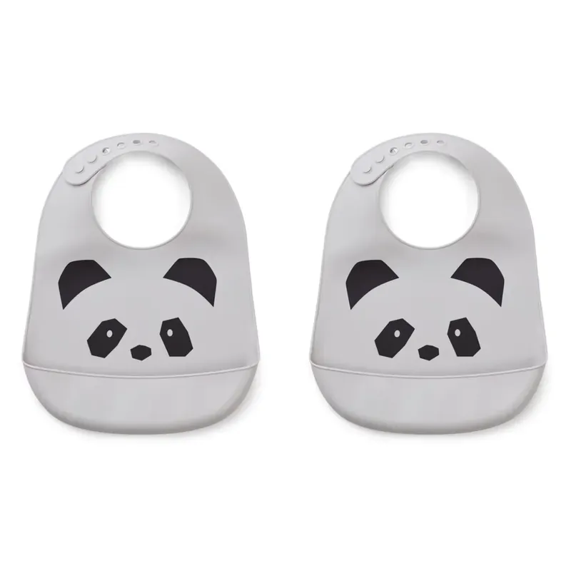 Handla nu Liewood Silikon Baby Bib Panda Dumbo Grå 2 stycken