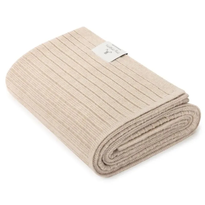 My Memi Merinoullsfilt beige randig Premium-kollektion Outlet
