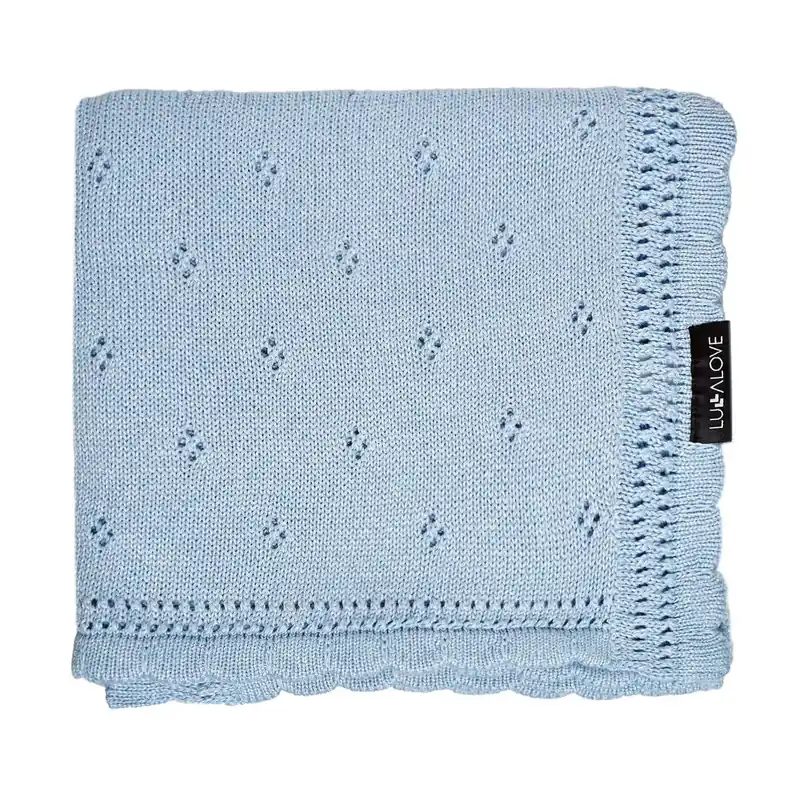LullaLove babyfilt daisy blue 80 x 100 cm Reapris