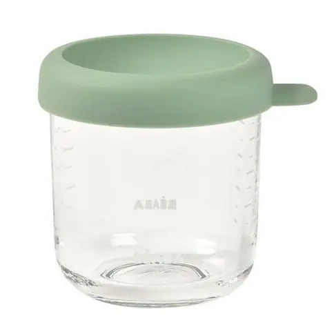 Beaba Glasmatbehållare med lock Salviagrön 250 ml Sista chansen