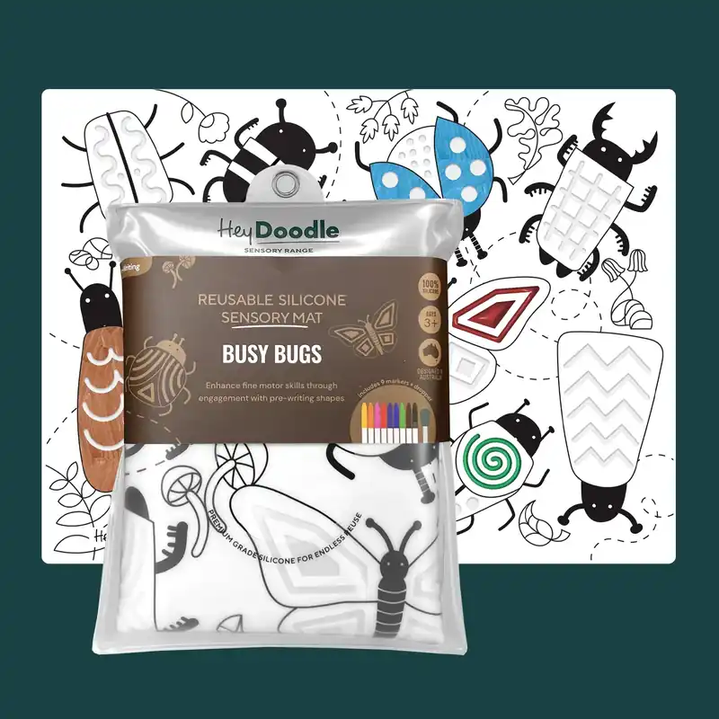 HeyDoodle Stor silikonmatta för färgläggning Strawl och Busy Worms A3 I lager