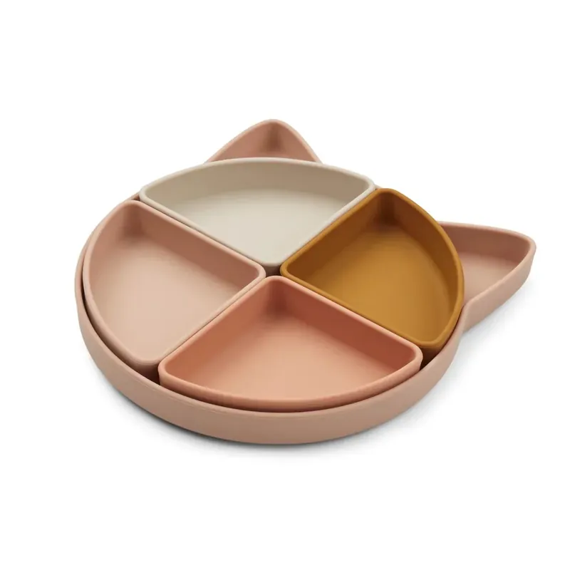 Outlet Liewood baby tallrik Arne Cat rosa multikombination