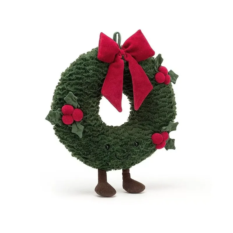 Jellycat Julmaskot krans röda bär 35 cm Populär