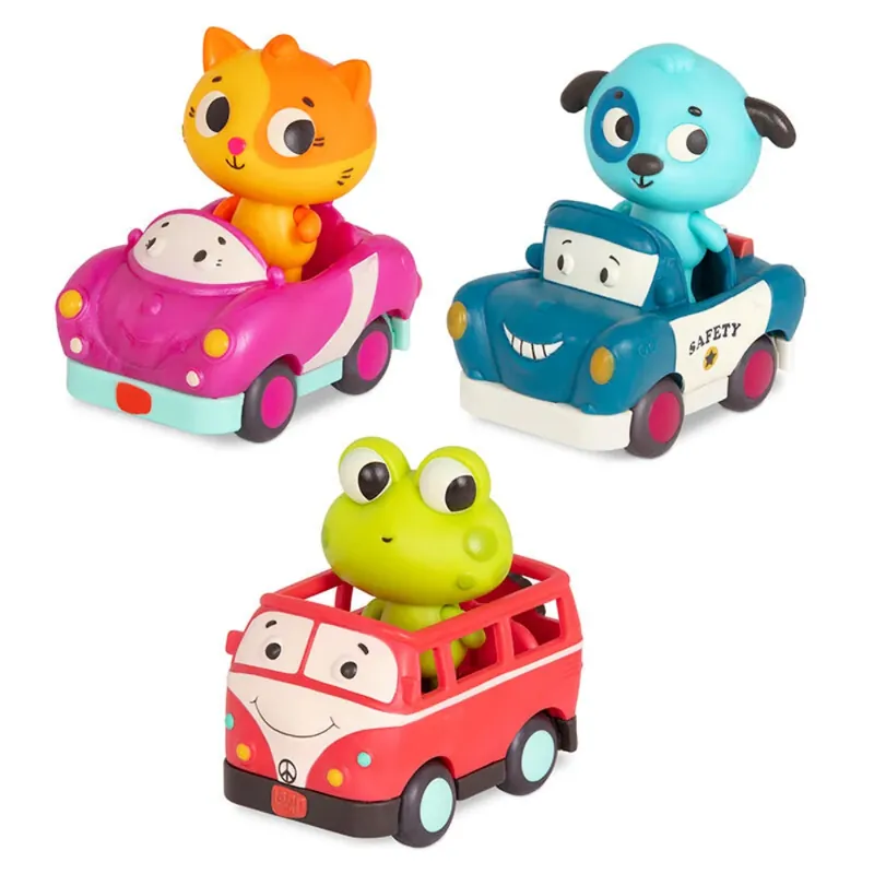 B.toys Barnens 3 mjuka sensoriska bilar med passagerare Expressleverans