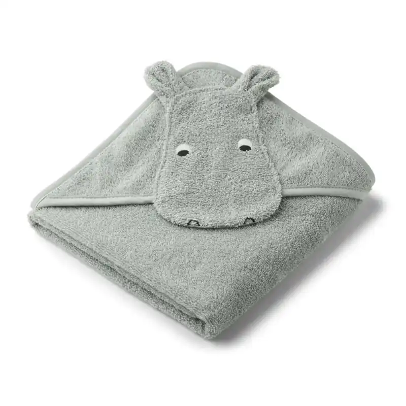 Liewood babyhandduk Albert Hippo duvblå Utförsäljning