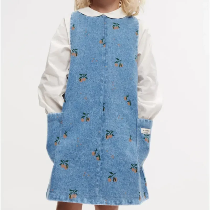 Fynd Liewood Denim Girl Dress Angelica Peach Ljusblå denim