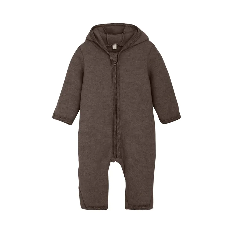 Expressleverans Huttelihut baby jumpsuit med huva Brun Melange