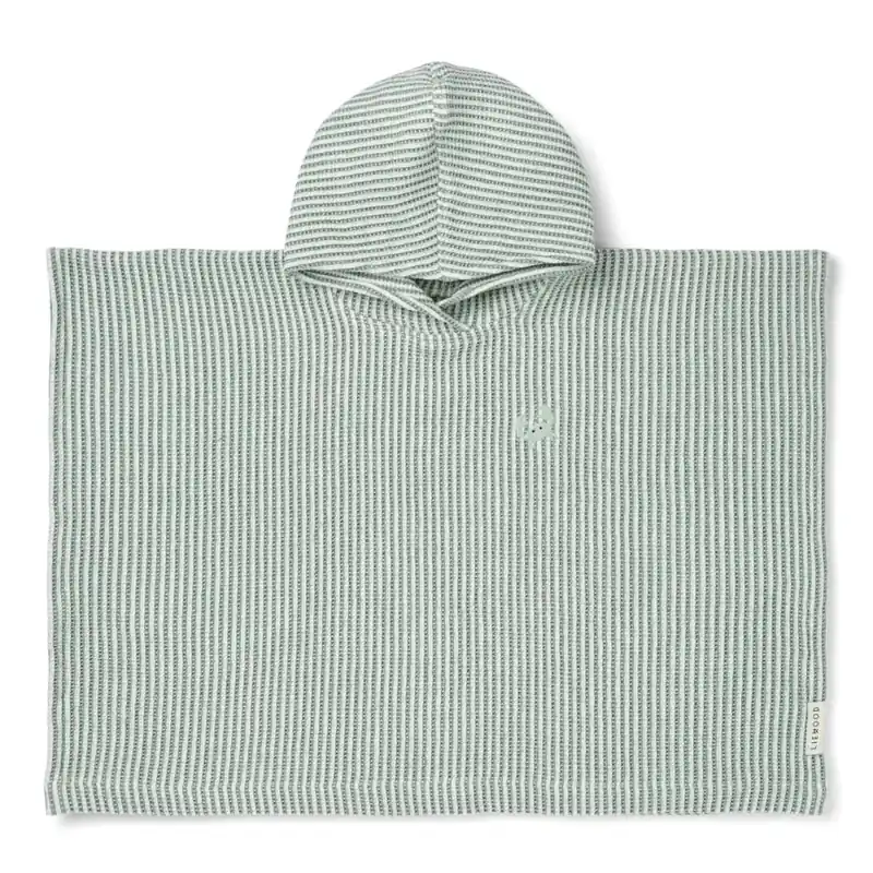 Liewood Paco Broderad badponcho för baby Y/D randig Pepparmint / Creme de la creme Reapris