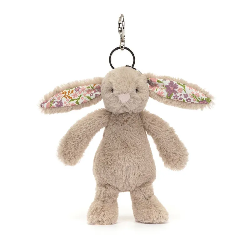 Jellycat babykanin nyckelring med blommiga öron Beige "blomblad" 18 cm Nyhet