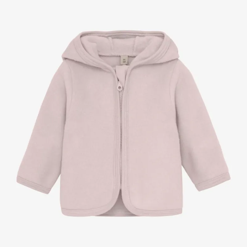 Huttelihut Fleece babyjacka med huva Molngrå Extra rabatt