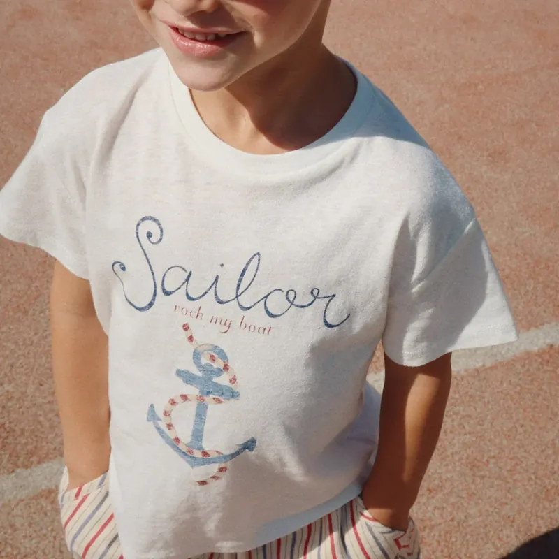 Billig Konges Slojd Skjorta för pojkar Era Off White/Sailor