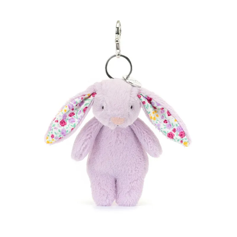 Jellycat babykanin nyckelring Lila med blommiga öron 17 cm Erbjudande