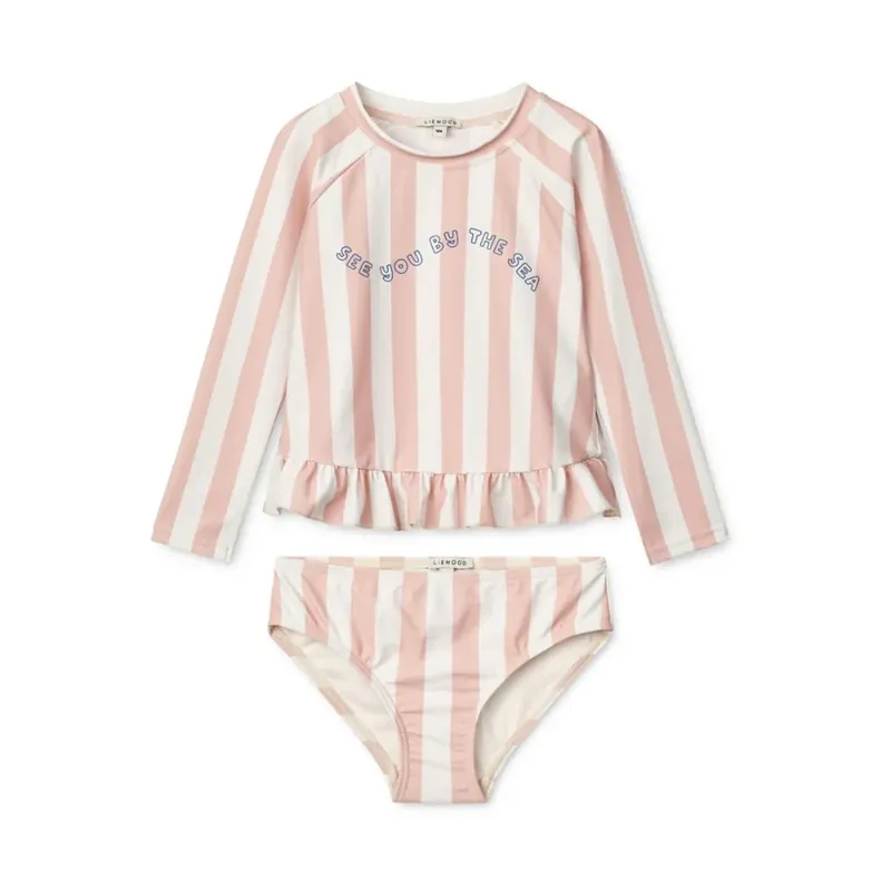 Liewood Badkläder för flickor Tvådelad Dagny Y/D randig Sorbet rose / Creme de la creme Expressleverans