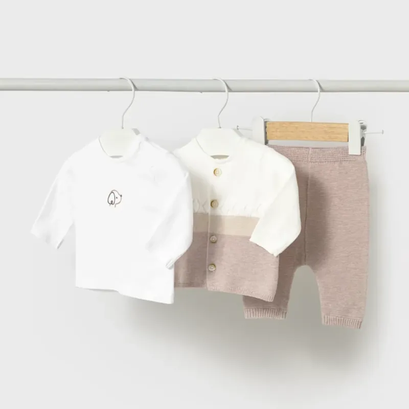 Mayoral Tricot 3-delat set för pojkar med tröja Oats Melange Premium