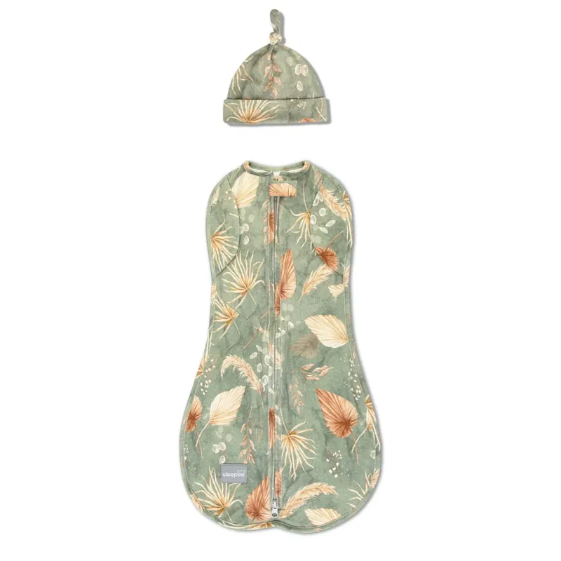Sleepee babyomslag med mössa Second Step babyomslag med mössa Bohemian Green Säker betalning