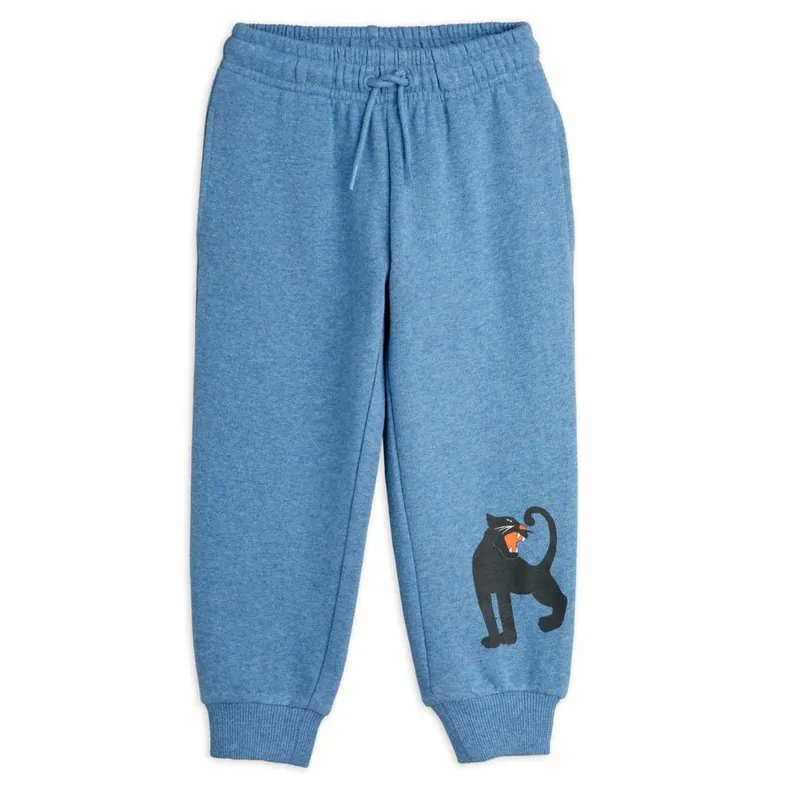 Sista chansen Mini Rodini Barnsweatpants med pantertryck blå