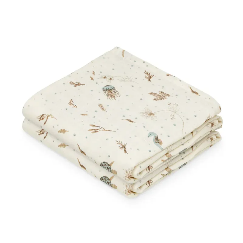 Cam Cam Copenhagen Muslin-blöjor, 2-pack Sea Garden Nedsatt pris