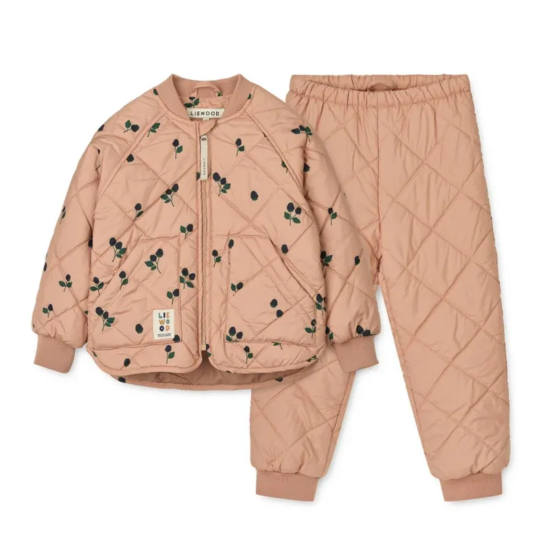 Liewood Zella Berry Pale tuscany Broderad termisk jacka och byxor Begränsat antal