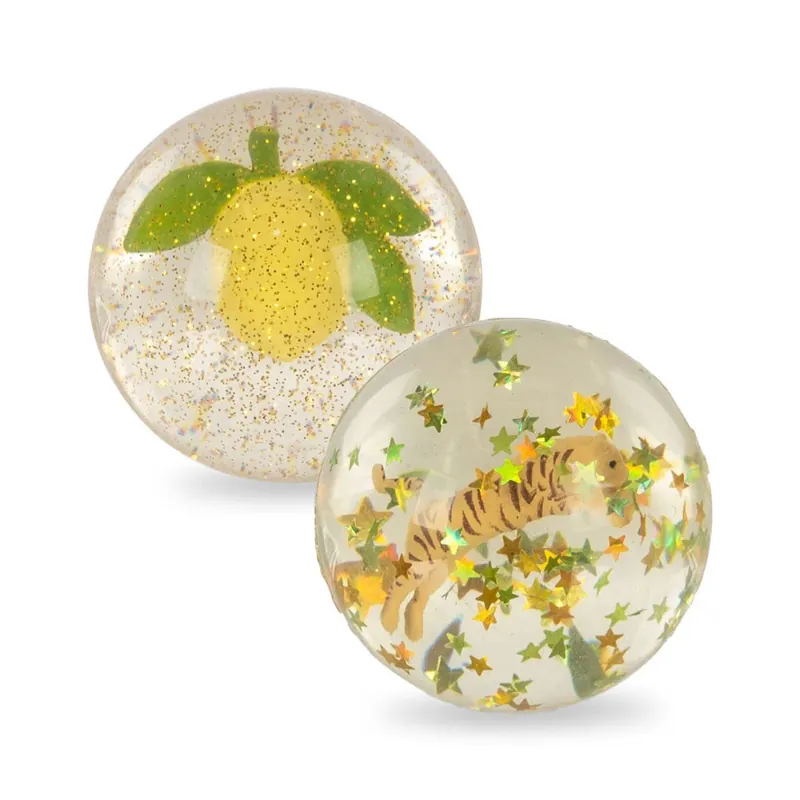Begränsat erbjudande Konges Slojd Bollar med glitter och 3D-figurer Citron/Tiger 2 st