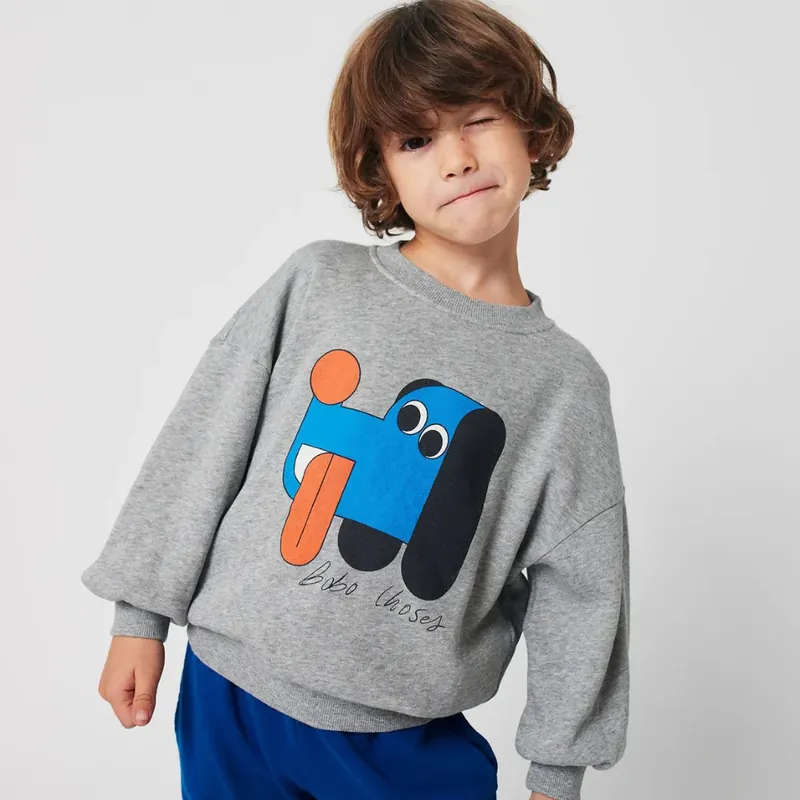Extra rabatt Bobo Choses Barnsweatshirt Doggy Mate Ljusgrå melerad