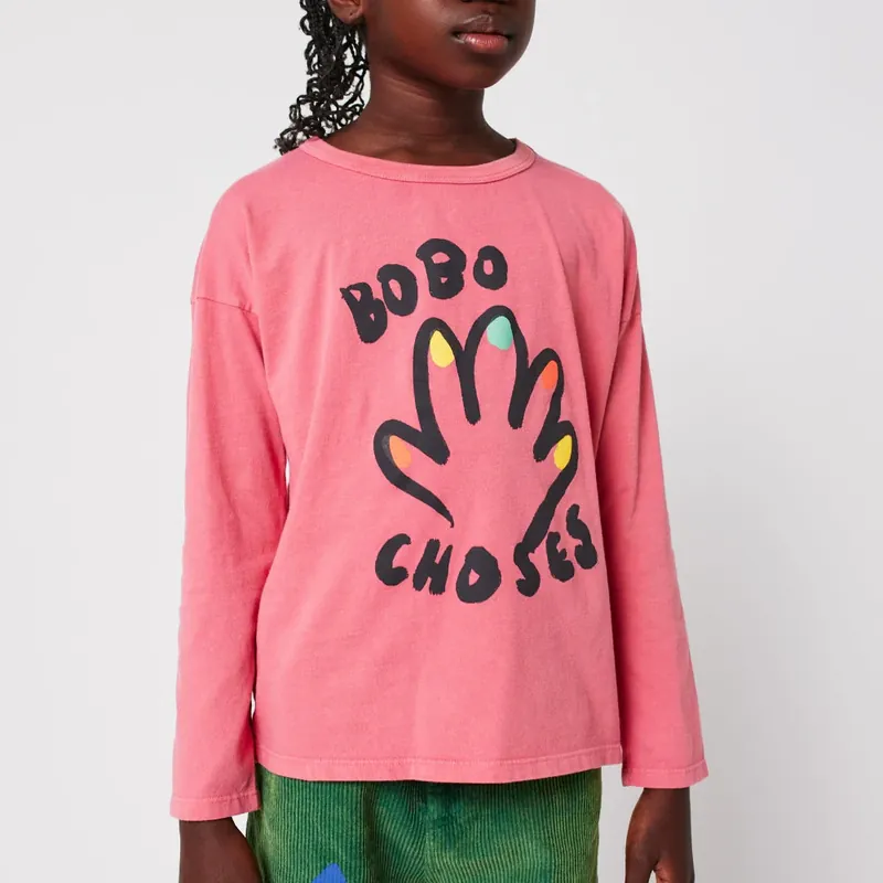 I lager Bobo Choses Långärmad T-shirt för barn High Five Rosa