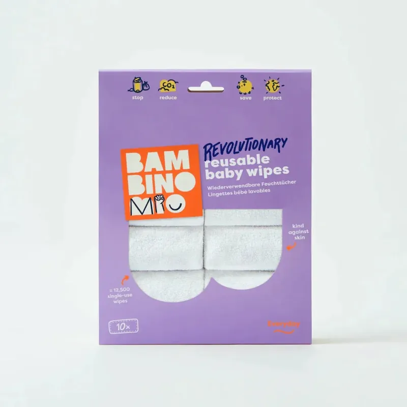 Bambino Mio återanvändbara babyservetter 10-pack Snow Rabatter