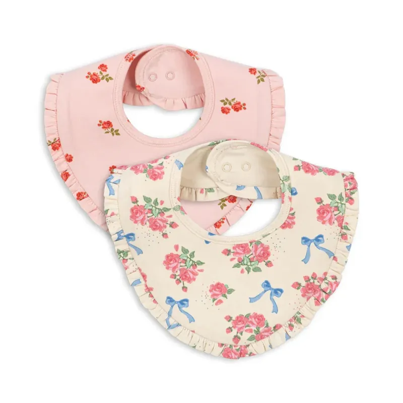 Expressleverans Konges Slojd Babyhaklappar med volang Bella rosita/Rosa rosa