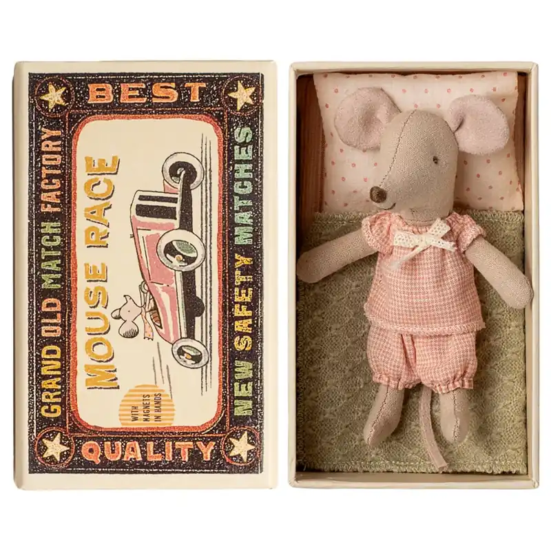 Reapris Maileg Matchbox mus lillasyster i pyjamas