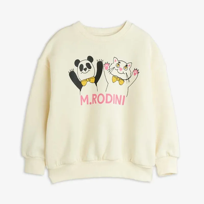 Köp online Mini Rodini Barnsweatshirt Panda and Cat Offwhite