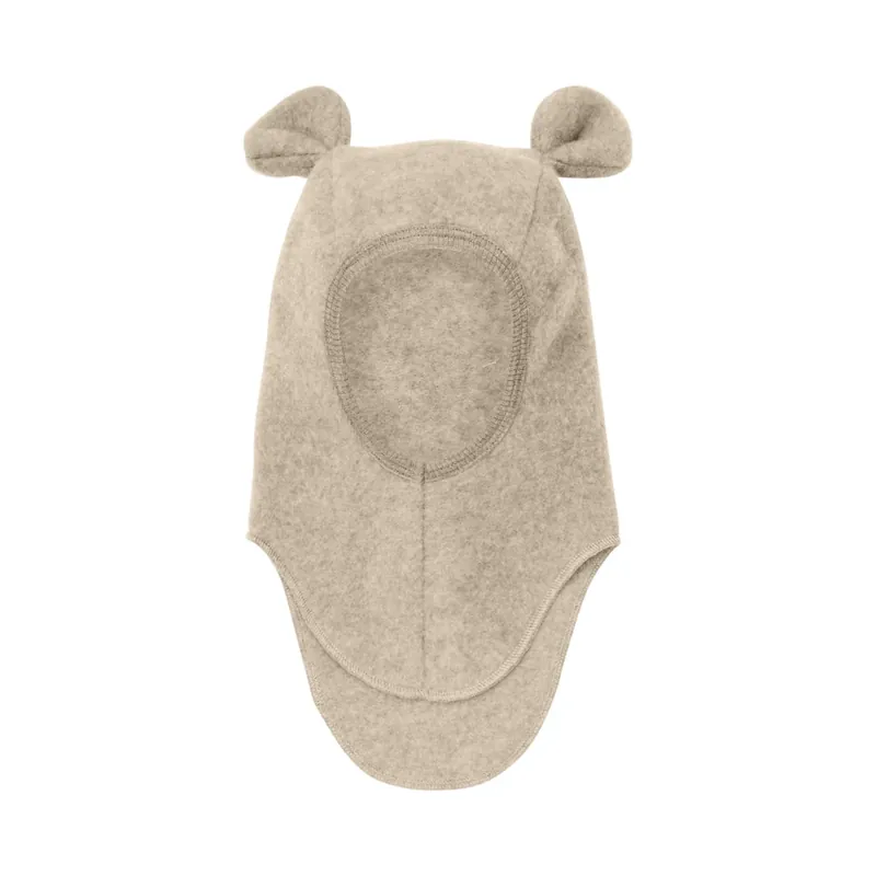 Huttelihut Barnbalaklava i ull med öron Camel Melange Populärt val