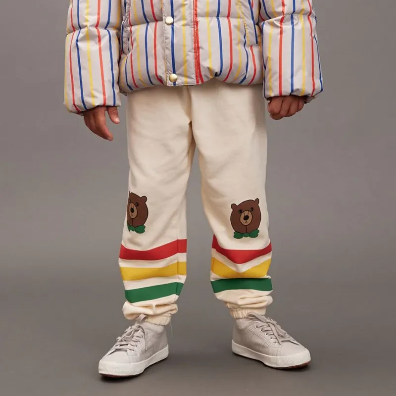 Mini Rodini Barnsweatpants Bear stripe Ecru Köp online