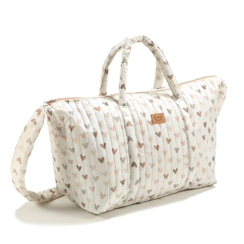 Endast denna vecka La Millou Mummy weekendväska Ortalion Heartbeat Beige