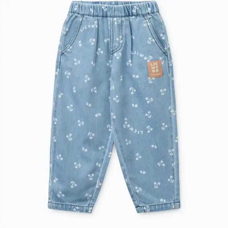 Liewood Borris denimbyxor med tryckt körsbärshjärta, sandig / denim Köp online