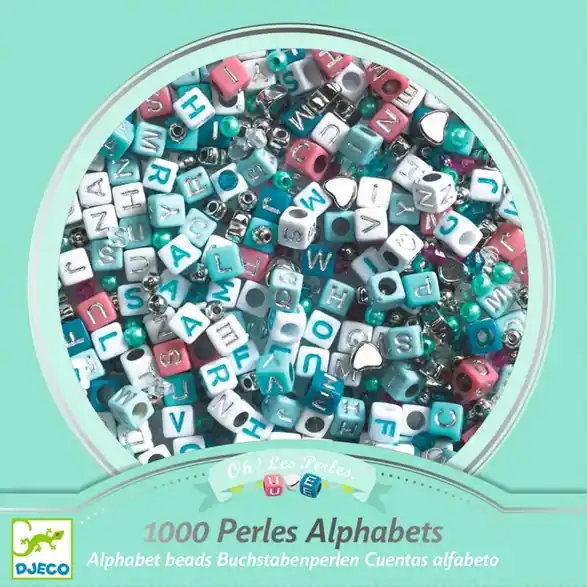 Djeco fancy beads alphabet, silver I lager