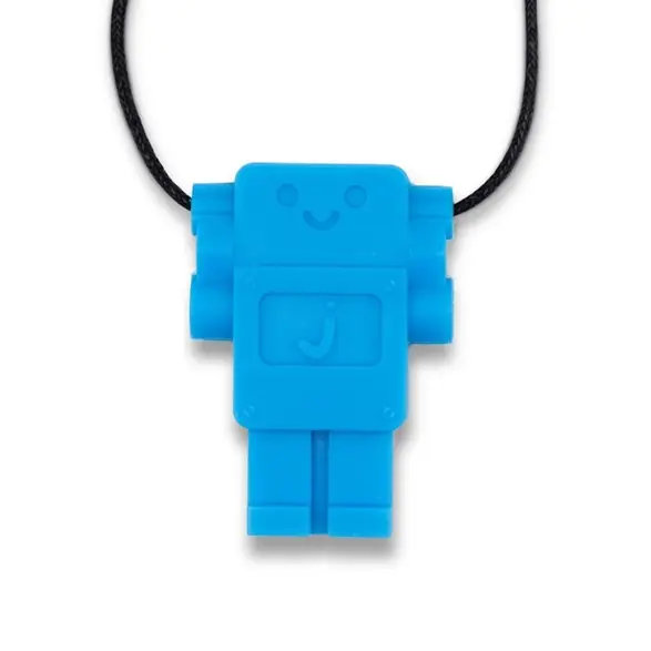 Kampanj Chew necklace robot pendant, blue