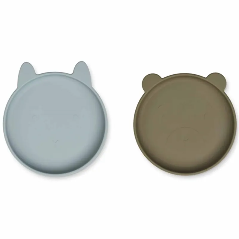 Liewood Olivia Plate 2-Pack Blue Fog/Khaki Mix Premium