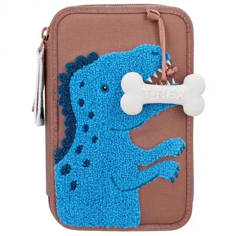 Dino World Double Pencil Case Brown Dino Mini Endast idag