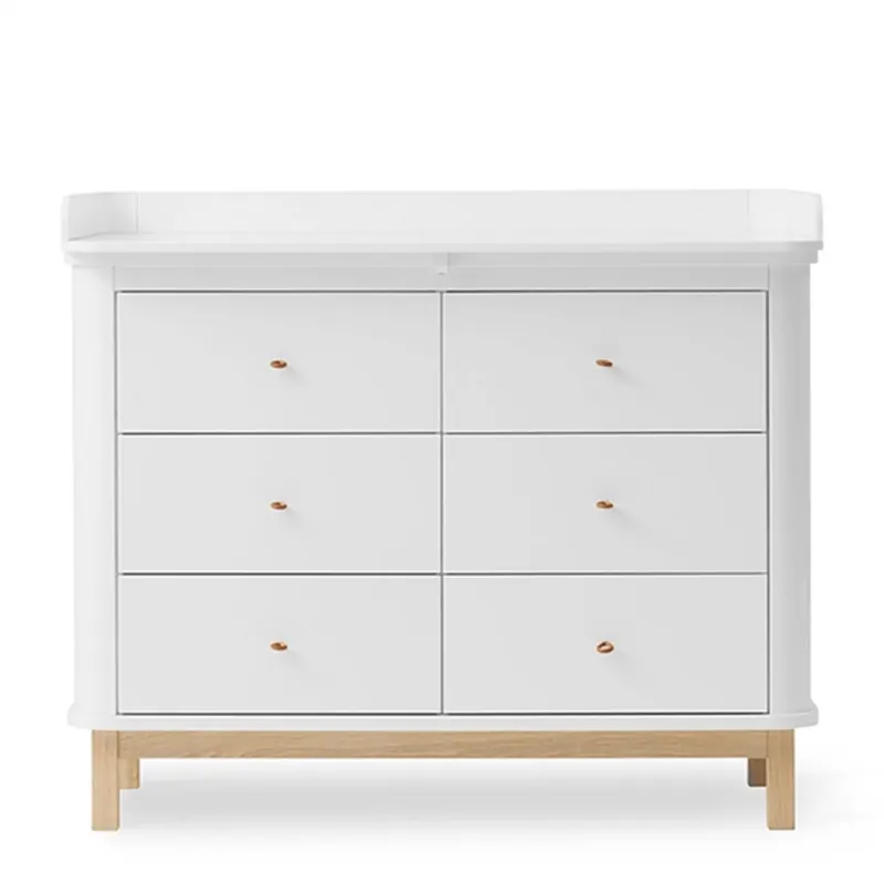 Billig Oliver Furniture Wood Skötbyrå m. 6 Lådor Vit/Ek