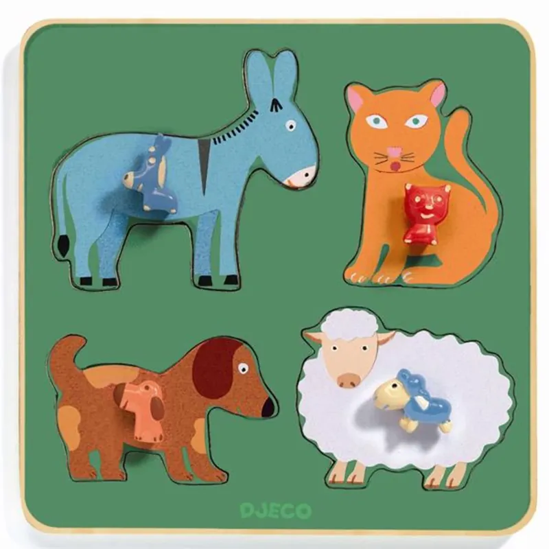Djeco Puzzle Large Buttons Family Farm Beställ nu