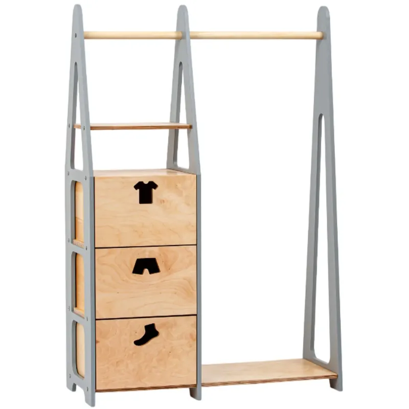 Duck Woodworks Children Wardrobe with Drawers Grey Expressleverans