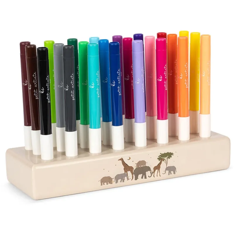Beställ nu Konges Sløjd Safari Markers In Wooden Block 24 Pcs Fsc