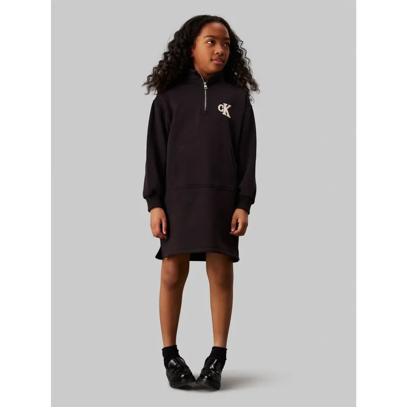 Calvin Klein Ck Black Teddy Monochram Zip Fleece Klänning Rabatter