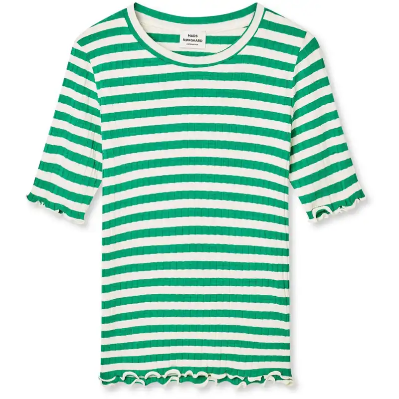 Mads Nørgaard Vanilla Ice/Verdant Green 5X5 Classic Stripe Tuviana Tee Rea