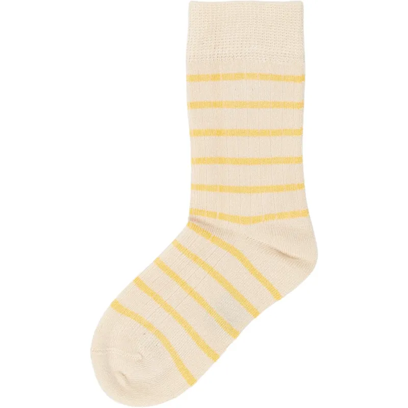 minipop® Yellow Sun/Dark Off White Bambu Strumpor Stripe Sista chansen